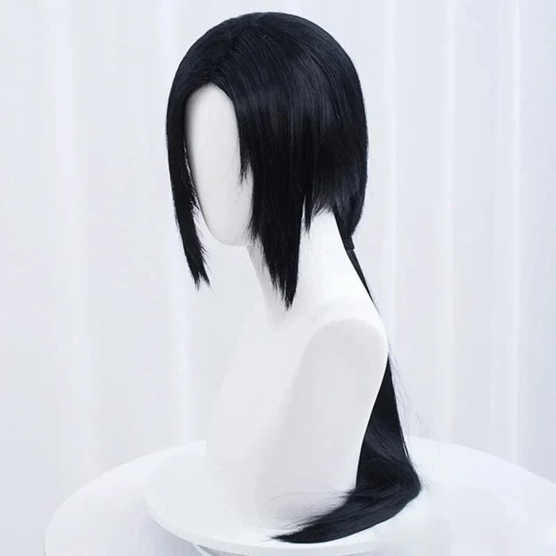 Perruque de Cosplay Anime Itachi Uchiha, Cheveux Synthétiques Longs et Lisses, Noir, Degré de Chaleu