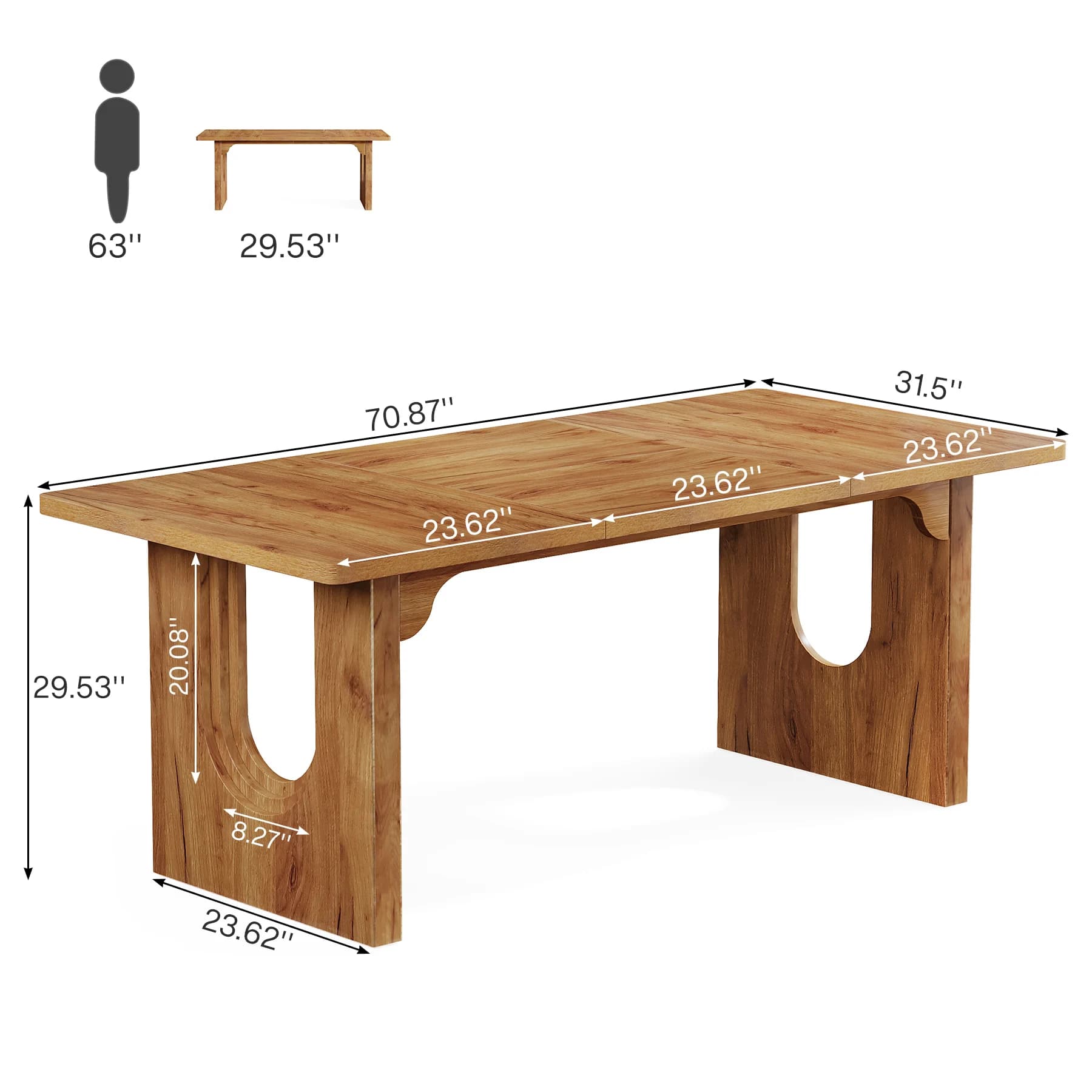 Tribesigns Table à manger moderne pour 6 à 8 personnes, grande table à manger de cuisine de 71 po av