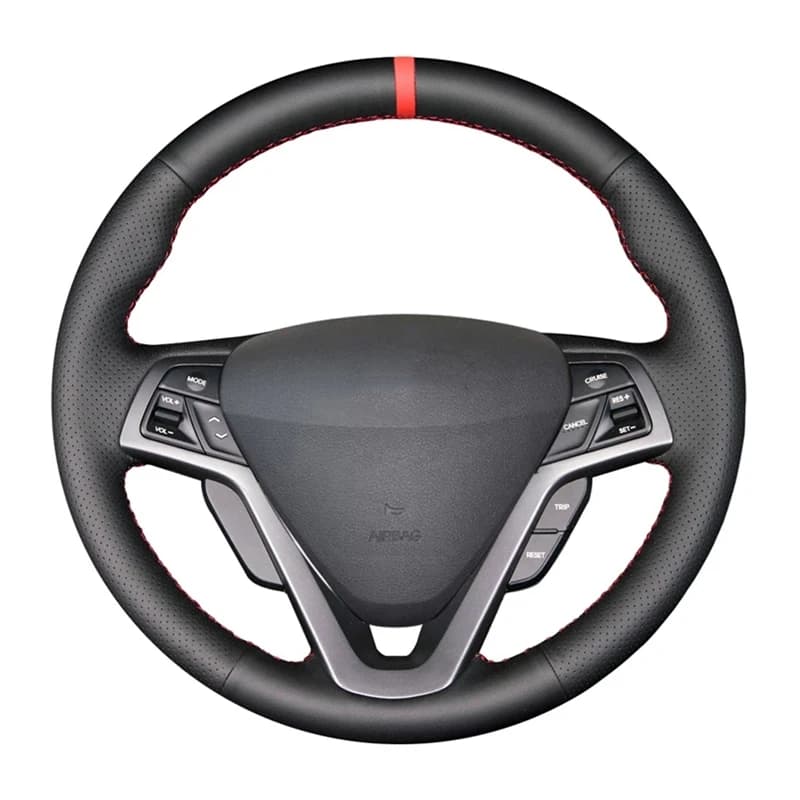 Housse de volant de voiture tressée en cuir artificiel, couture à la main, antidérapante, pour Hyund