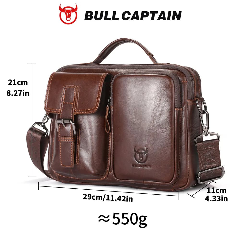BULLCAPTAIN nouveau sac à bandoulière en cuir véritable pour hommes porte-documents pour hommes sac 