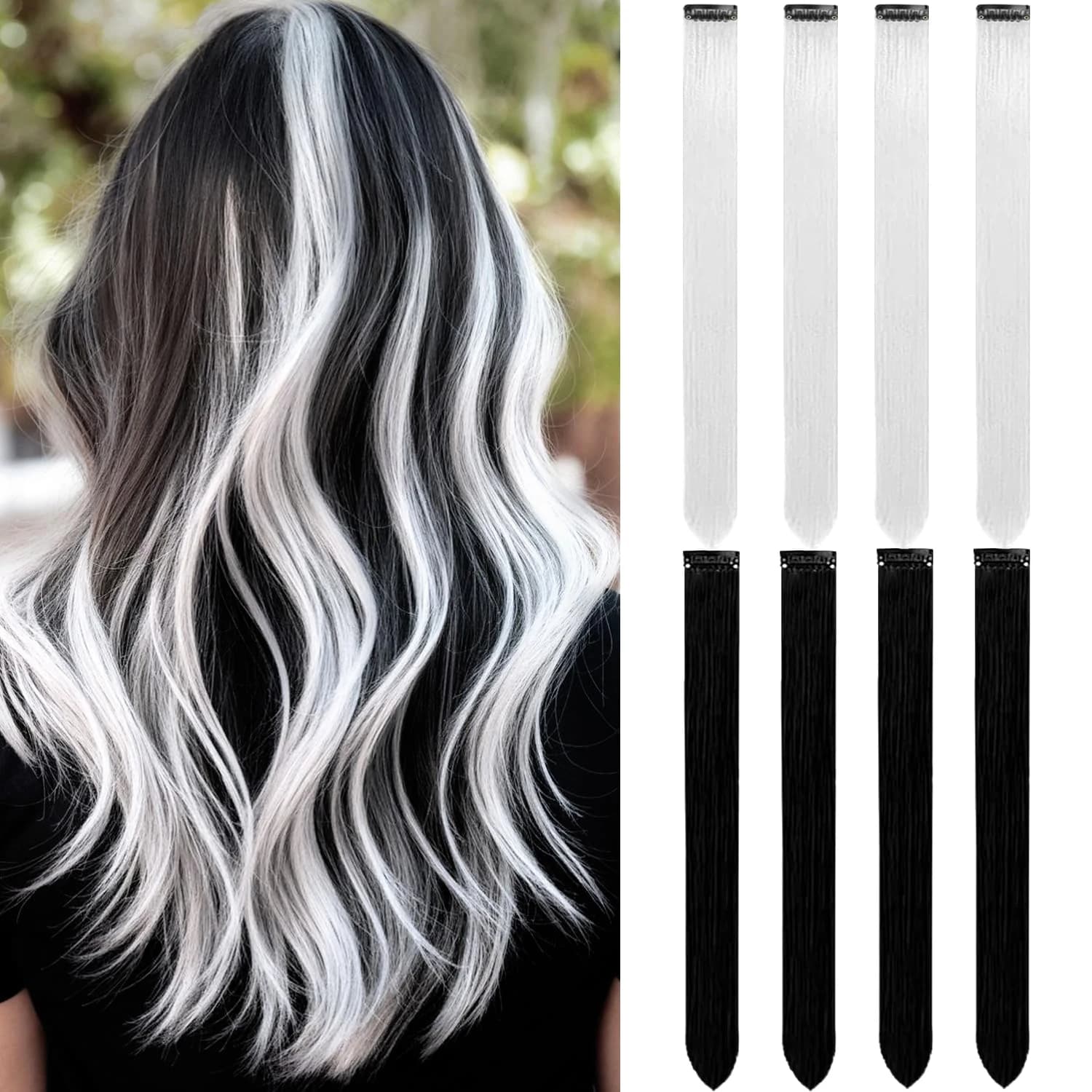 8 paquets d'extensions de cheveux synthétiques colorées 22 pouces droites à clipser sur la fête de n