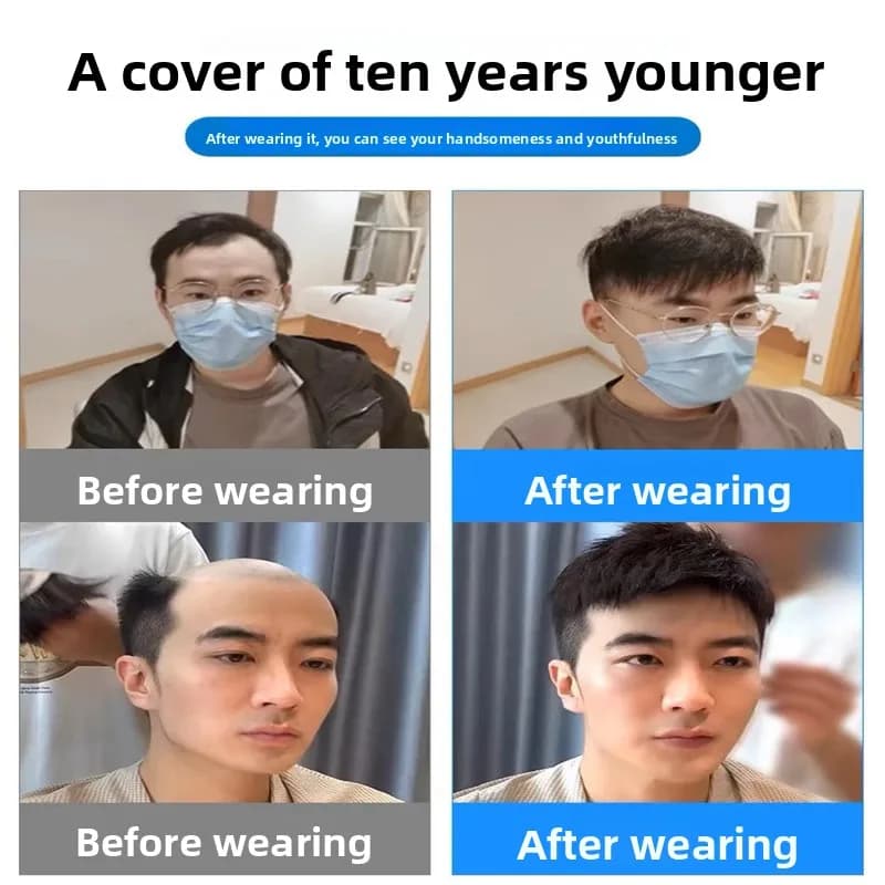 Toupet de cheveux humains légers et respirants pour hommes, postiche naturelle, bloc de réparation s