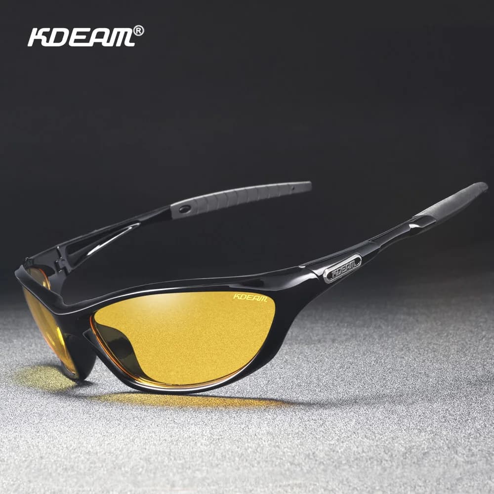 KDEAM-Lunettes de vision nocturne avec cadre en matériau TR90, lunettes de vélo, étui de transport i