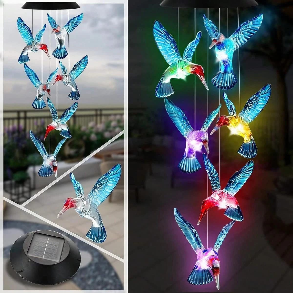 Colibri carillon éolien solaire lumière LED lanterne solaire extérieure étanche changement de couleu
