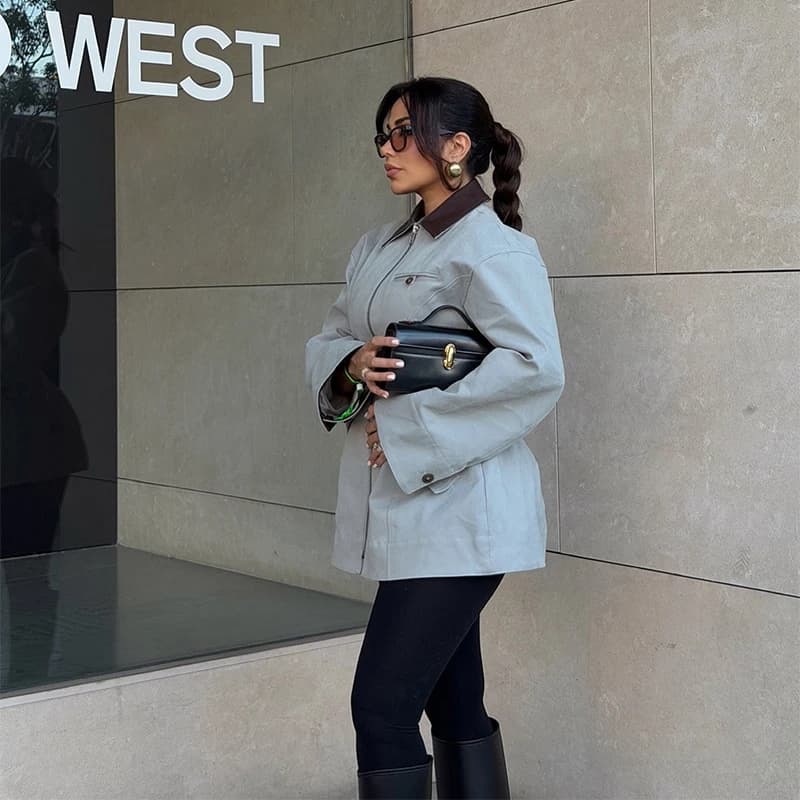 Veste tendance sans effort avec fermeture éclair, décontractée, élégante, coupe ample, vêtements d'e