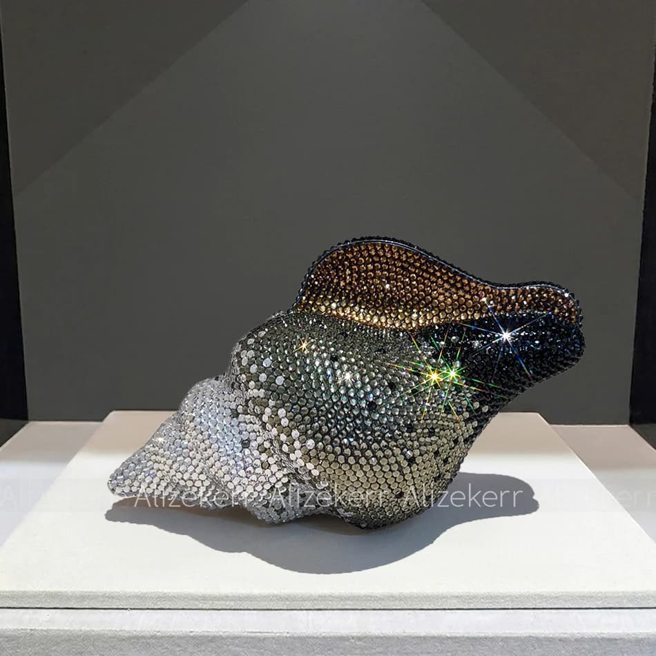 Sac de soirée Alizekerr 3D en forme de coquillage avec strass pour femme 2026 – Magnifique sac à mai