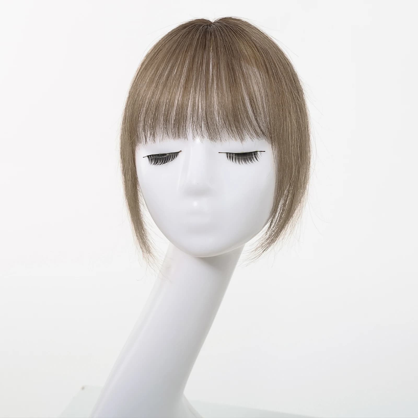 100% Remy cheveux humains Toppers avec frange brun clair postiches 3D vaporeux frange pour les femme