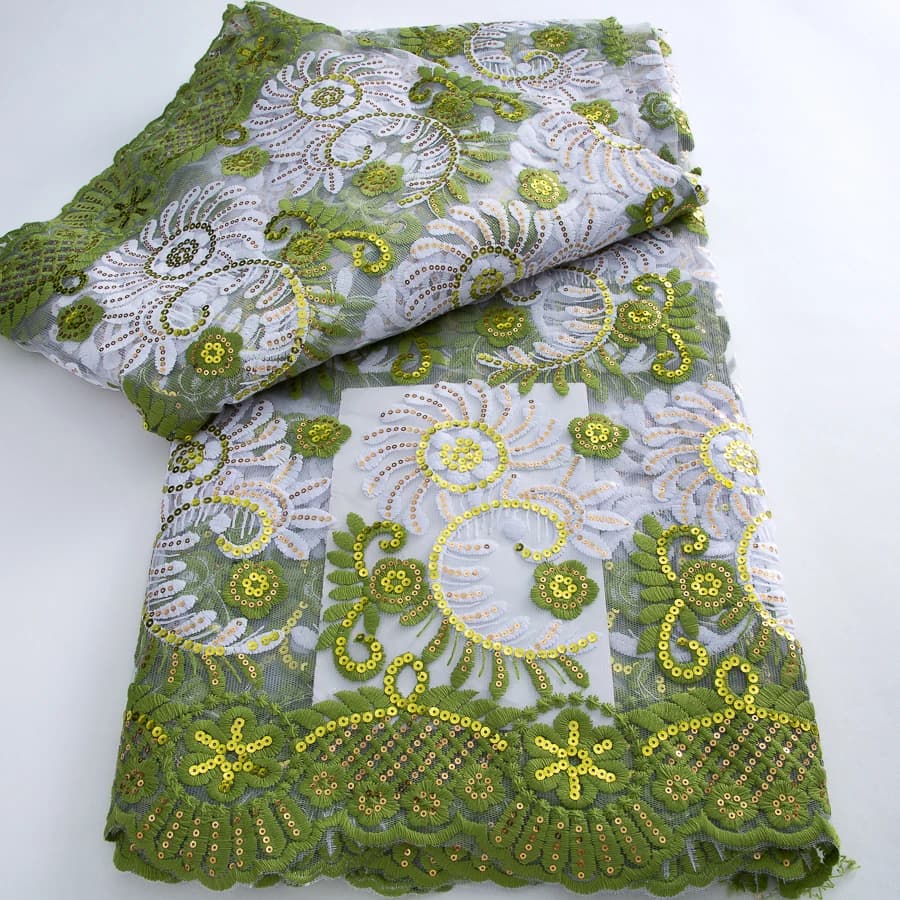 Tissu africain en dentelle et Tulle en maille, 5 Yards, de haute qualité, pour mariée nigériane, mar