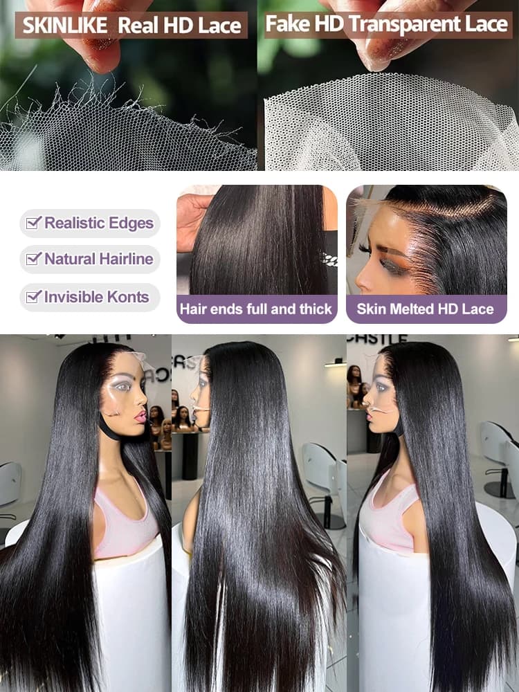 Perruques en cheveux humains vietnamiens pour femmes, densité 300, prêtes à porter, sans colle, liss