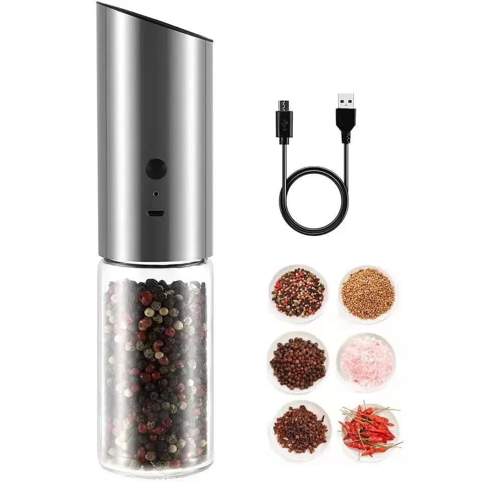 Ensemble de moulin à sel et à poivre électrique, Rechargeable par USB, Shakers automatiques en acier