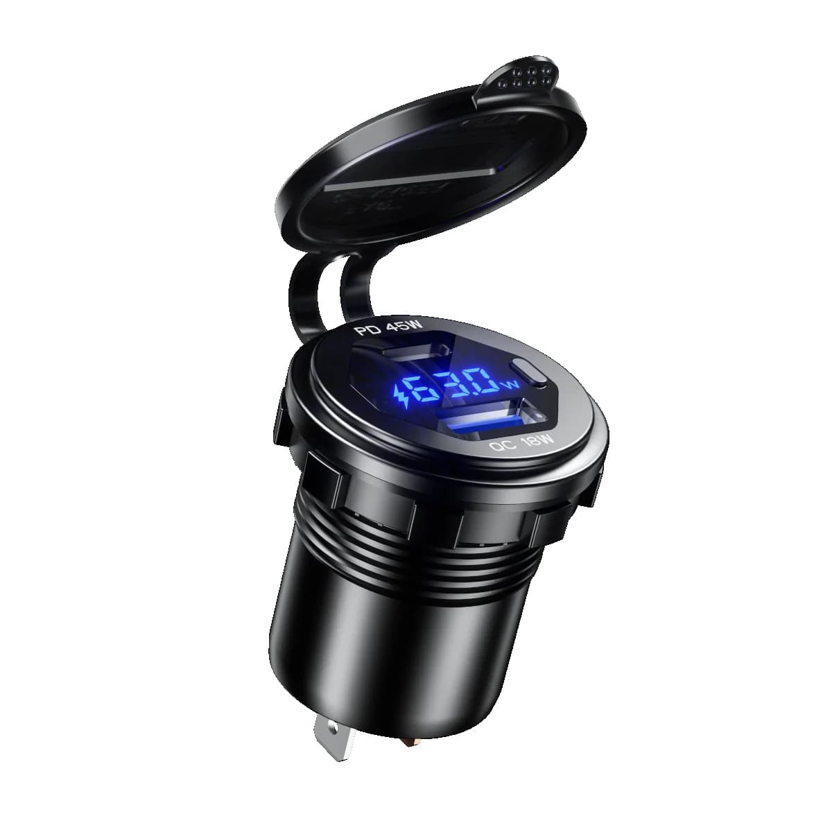 Prise de chargeur de voiture USB 45W type-c PD QC3.0, 12V 24V, Charge rapide, interrupteur de voltmè