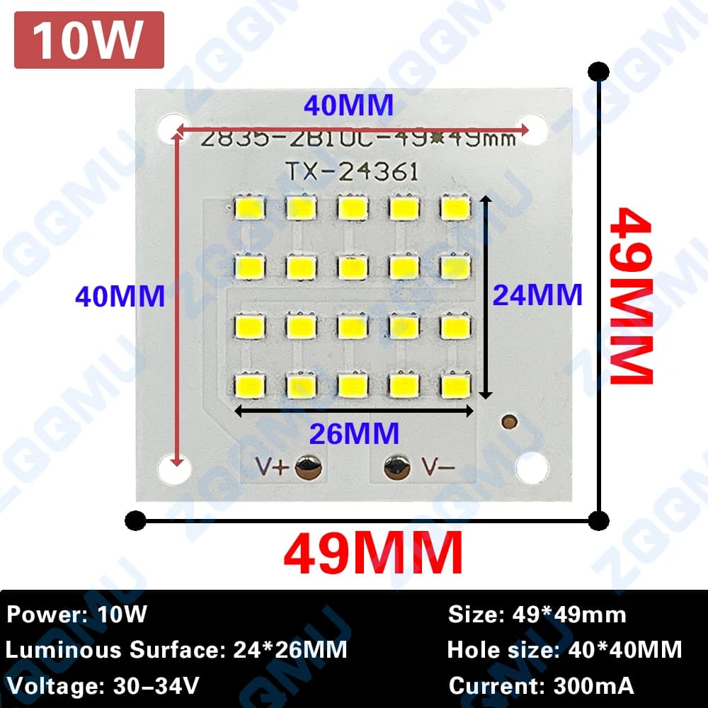 1 pièces projecteur LED pleine puissance PCB 10W 20W 30W 50W 100W 150W SMD2835 LED PCB lampe plaque 