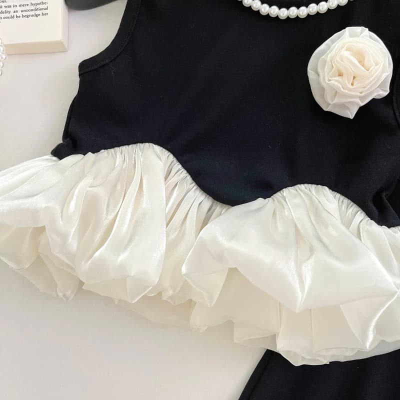Costume d'été pour filles, couleur assortie, gilet sans manches + pantalon inférieur, ensemble deux 