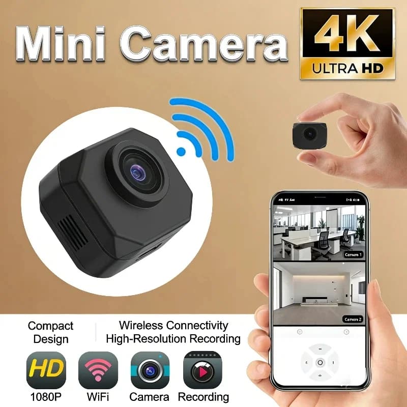Caméra de sécurité WiFi 4K HD pour la maison, mini caméra IP intelligente d'intérieur avec surveilla