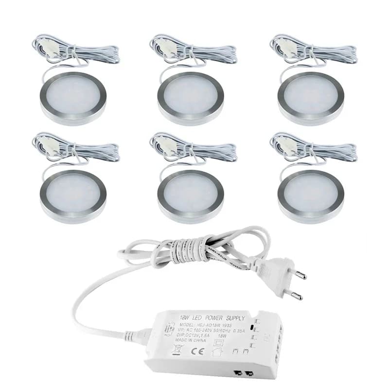 1-6 pièces LED armoire lumière 2W avec adaptateur secteur ue US éclairage intérieur pour sous armoir