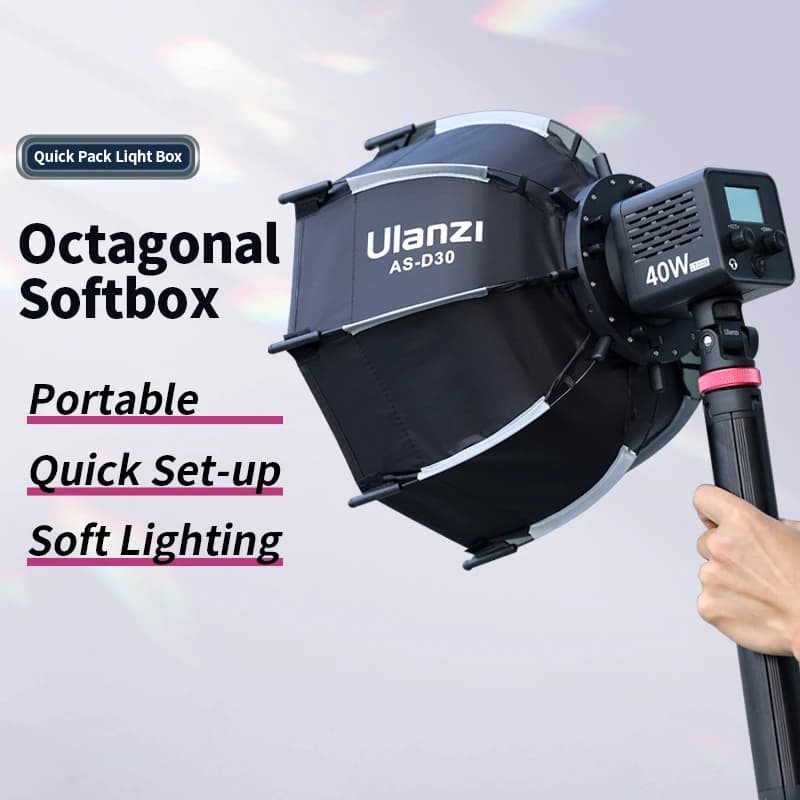 ​ Ulanzi AS-D30 30 cm boîte à lumière octogonale boîte à lumière rapide avec mini support Bowens pou