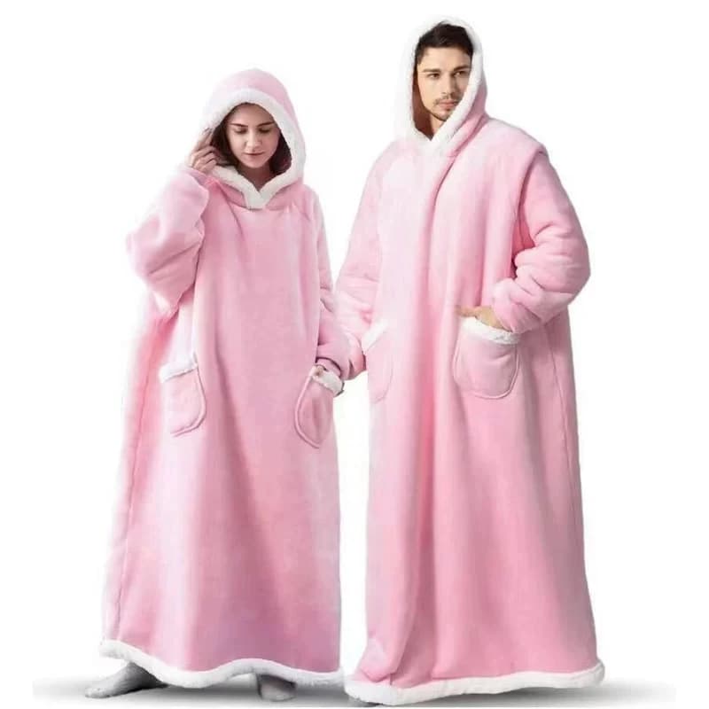 180cm Super longue flanelle couverture pyjamas avec manches hiver sweat à capuche femmes hommes pull