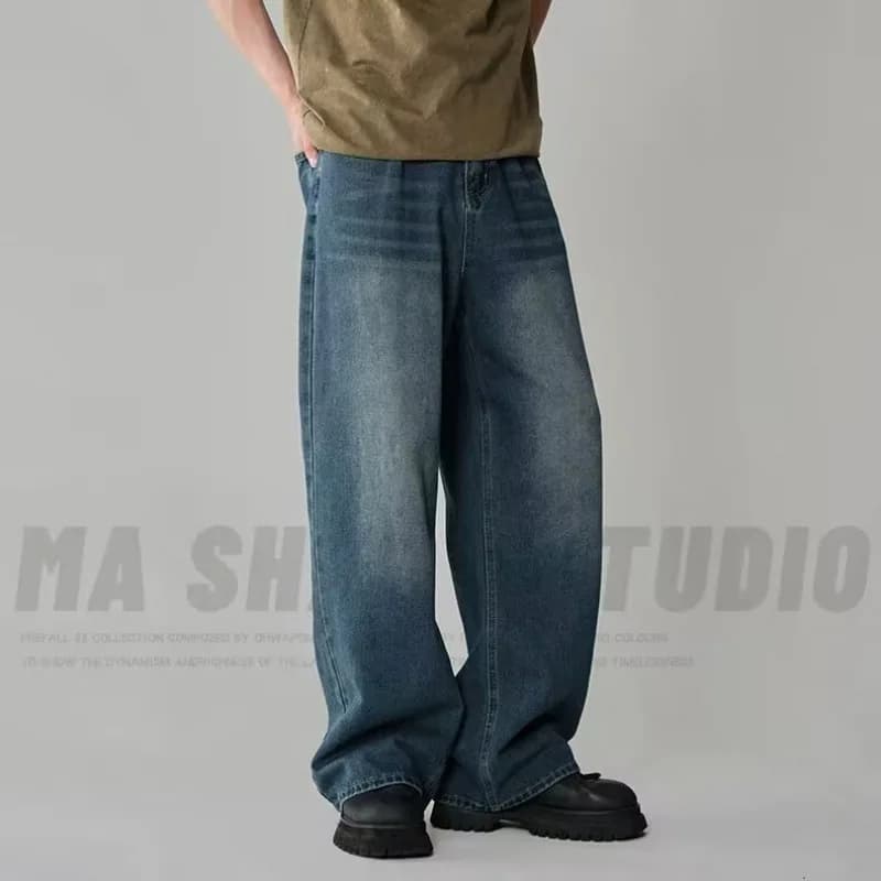 Printemps automne hommes nouveau Denim pantalon vieux bleu lavé Jeans décontractés vêtement pour hom