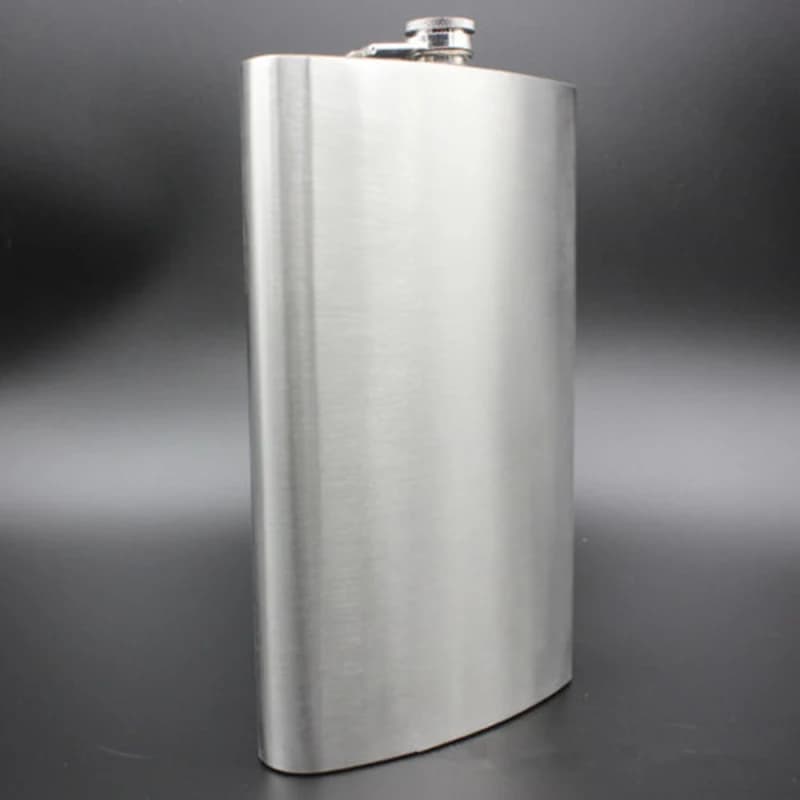 Flacon de hanche Portable en acier inoxydable de 64oz, Pot de vin de whisky, couvercle en cuir, bout