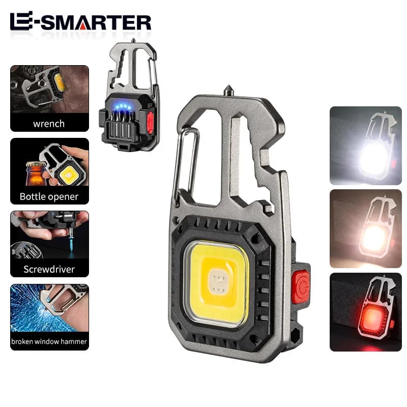 Mini lampe de poche LED Rechargeable, porte-clés, tournevis, clé, lampe de poche Portable, lampe à f