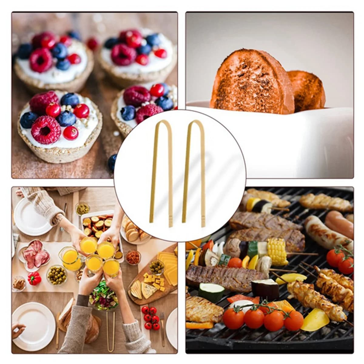 Mini pinces à toast en bois de bambou naturel, ustensiles de cuisine, 20 pièces