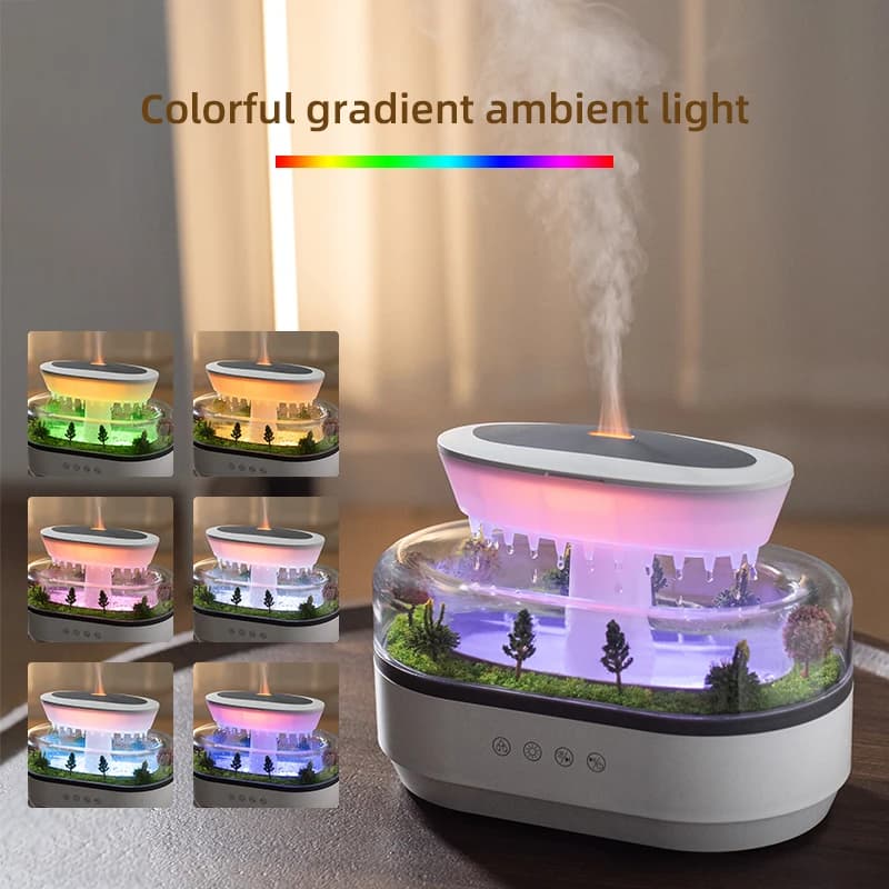 Humidificateur d'arôme goutte de pluie humidificateur d'air lumière colorée bruit blanc diffuseur d'