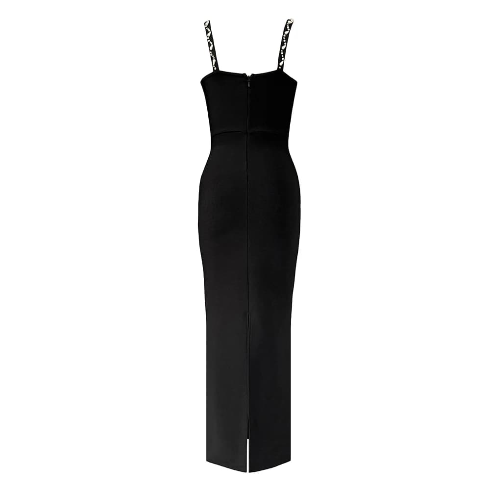 Femmes élégantes perles robe de pansement Spaghetti sangle moulante vêtements Club fête robes de soi