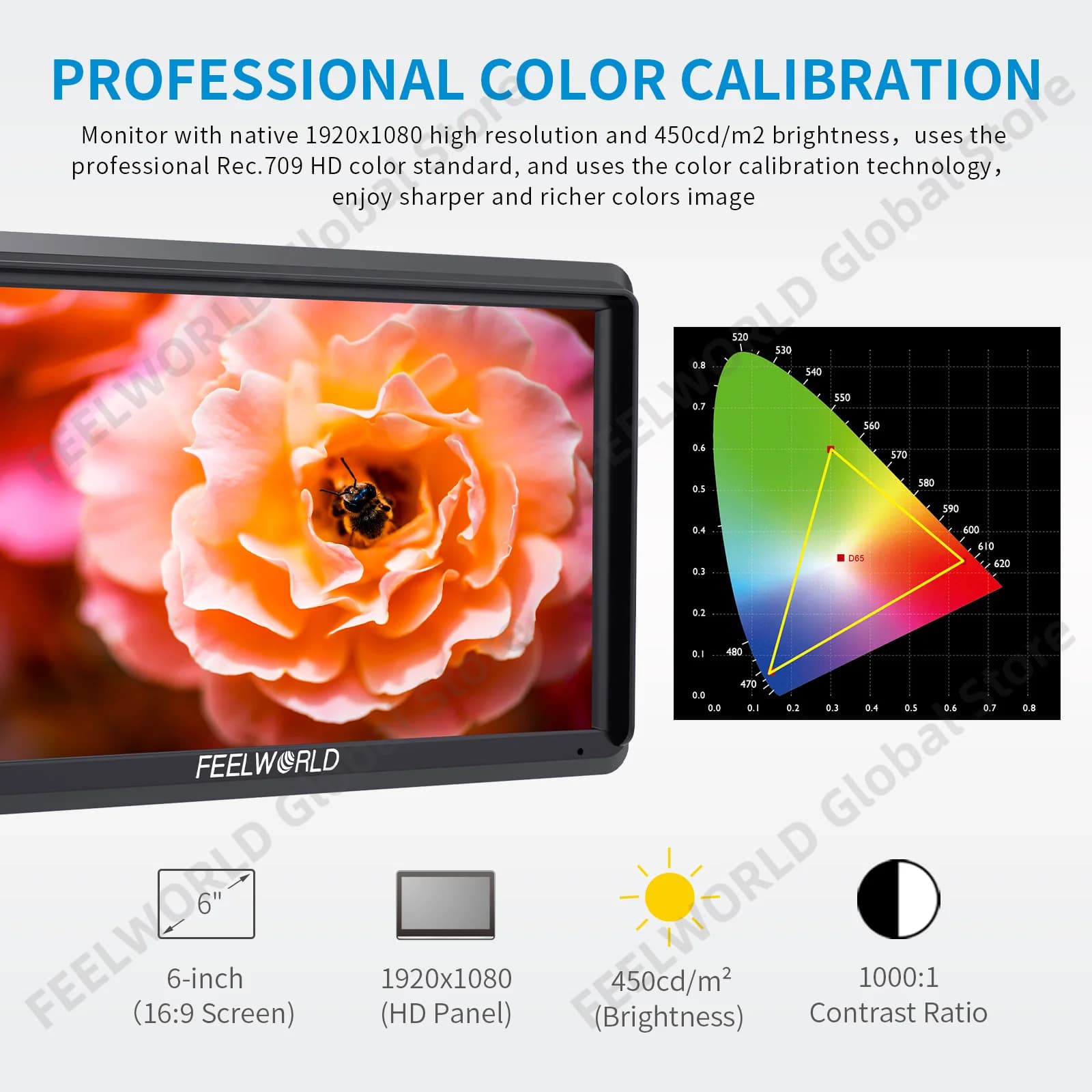 FEELWORLD S55 6 pouces 4k caméra Portable DSLR moniteur de champ entrée HDMI sortie petit Full HD 19