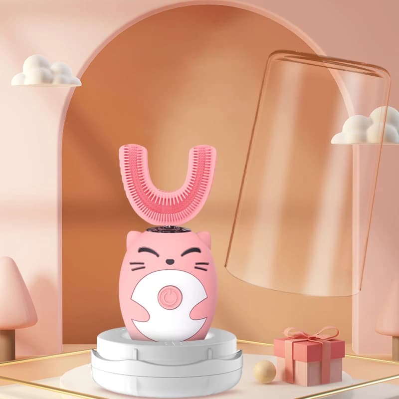 Brosse à dents électrique sonique pour enfants, intelligente en forme de U, 360 degrés, brosse à den