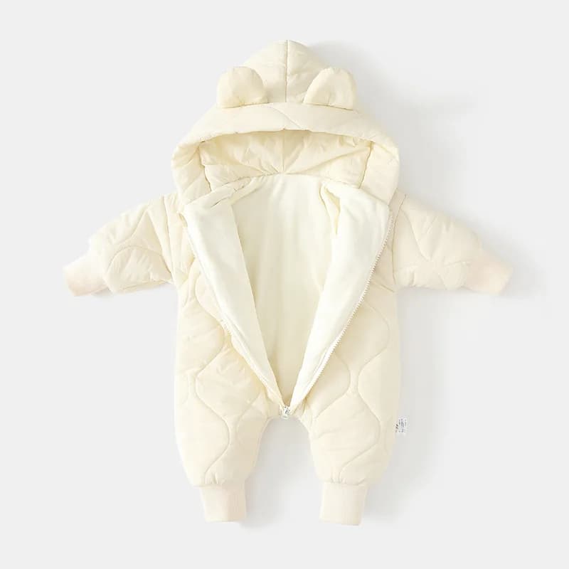 Combinaison à capuche pour bébé nouveau-né, printemps-automne 2026, en polaire rembourrée, motif des