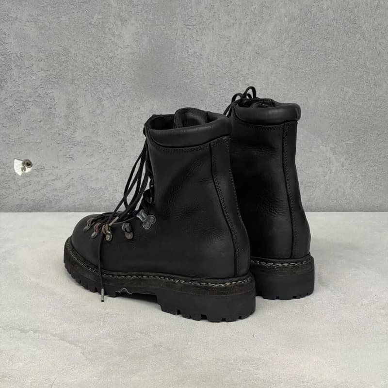 Bottes de moto en cuir véritable pour hommes, chaussures d'alpinisme à lacets en métal, bottes de ra