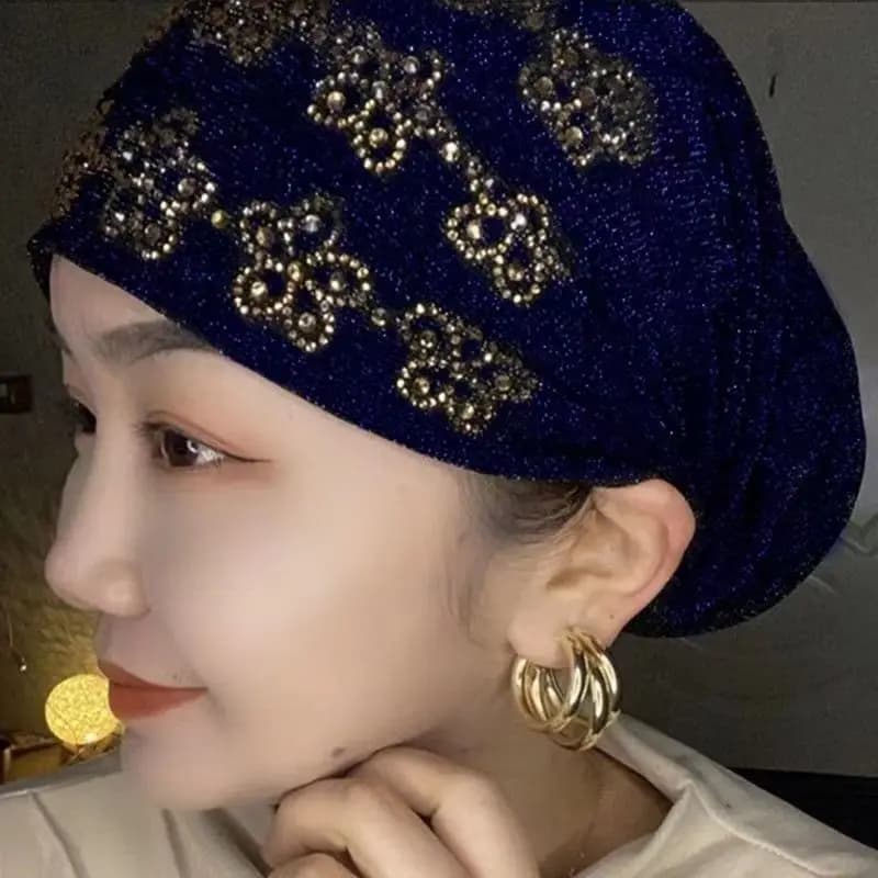 Été diamants Turban casquettes pour femmes élastique enveloppement tête Bonnet musulman Hijab Turban
