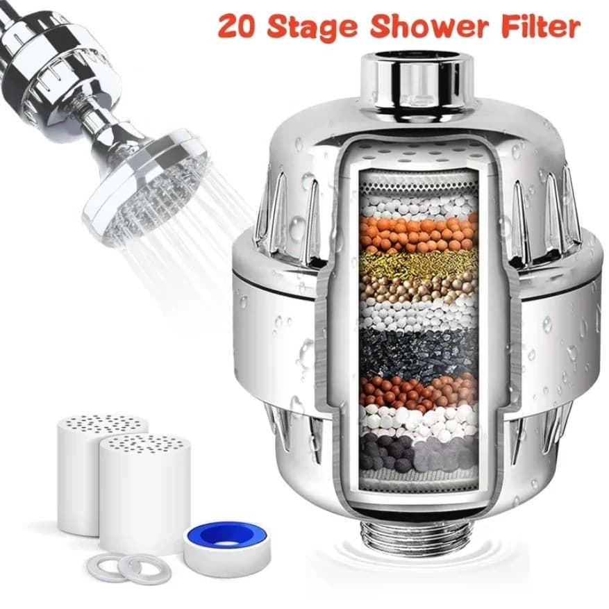 Filtre à eau de douche à haut rendement pour pommeau de douche, 20 étapes, élimine les rapmetaux de 