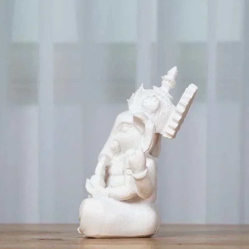 Statue d'éléphant de bouddha Ganesha en grès faite à la main, Sculpture pour la décoration de la mai