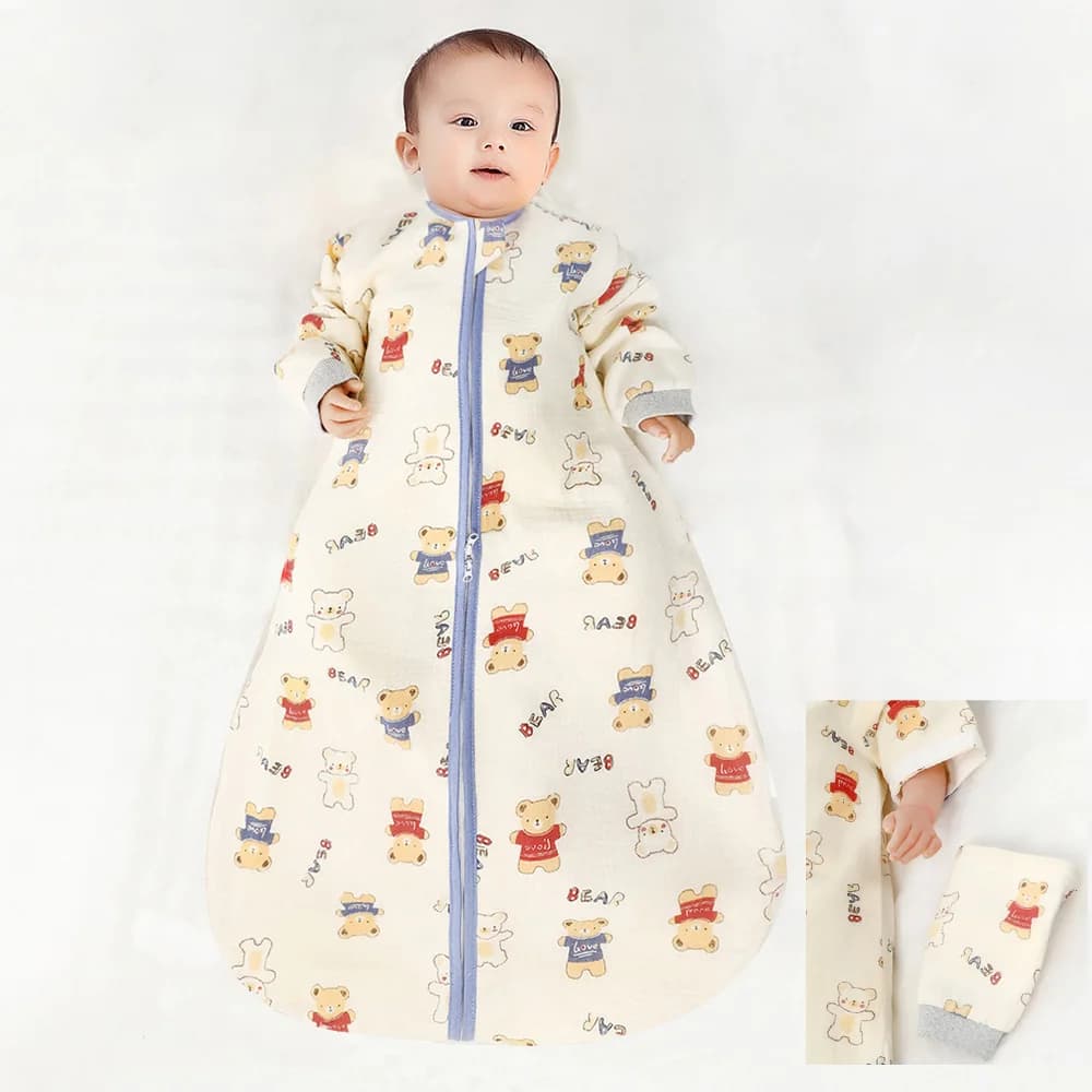 Sac de couchage pour bébés de 0 à 24 mois, gaze de coton douce, respirant, fermeture éclair à 3 voie
