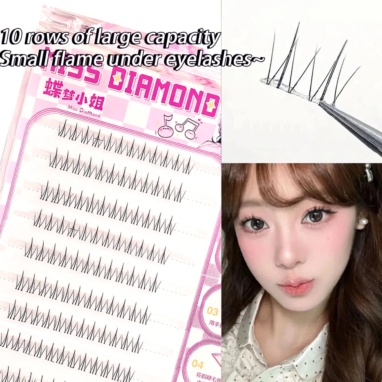 Faux cils inférieurs sans colle, effet naturel, sans dégâts de colle, application facile, idéal pour