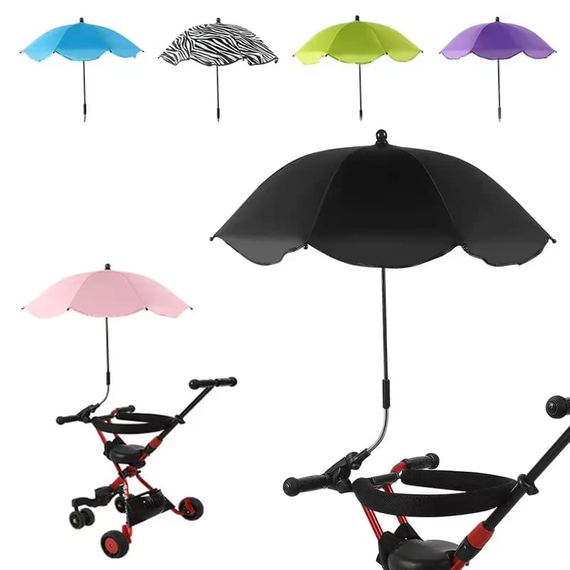 Parapluie de poussette anti-UV avec pince universelle, protection solaire et imperméable, accessoire