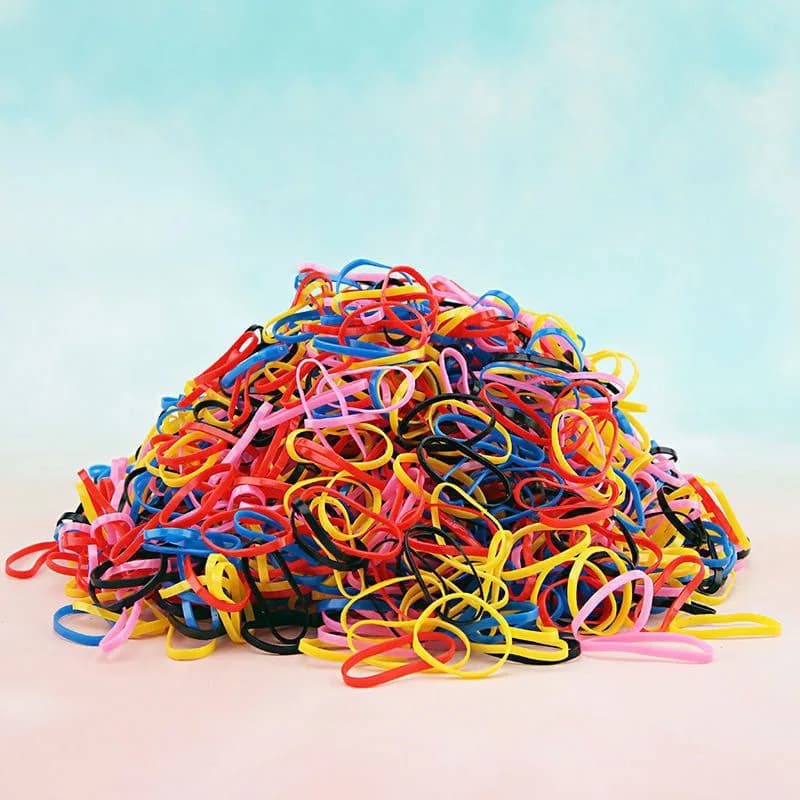 1000 pièces bandes de cheveux jetables colorées filles élastique en caoutchouc enfants élastique pou