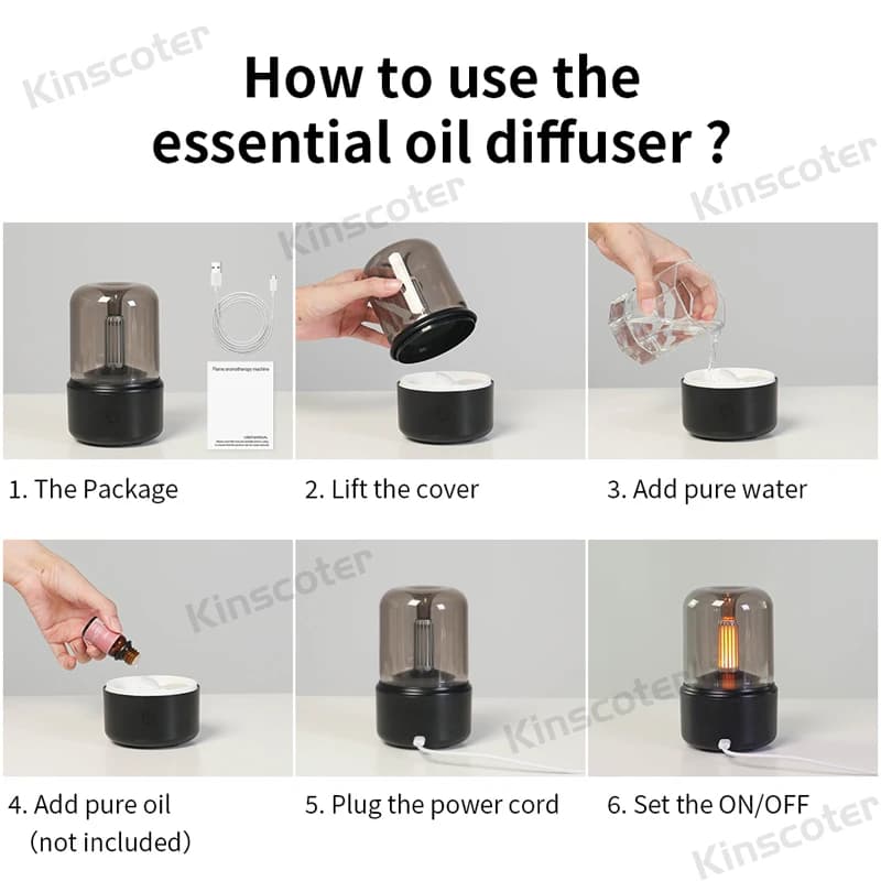 KINSCOTER maison diffuseur d'arôme Portable USB humidificateur d'air huile essentielle veilleuse bru