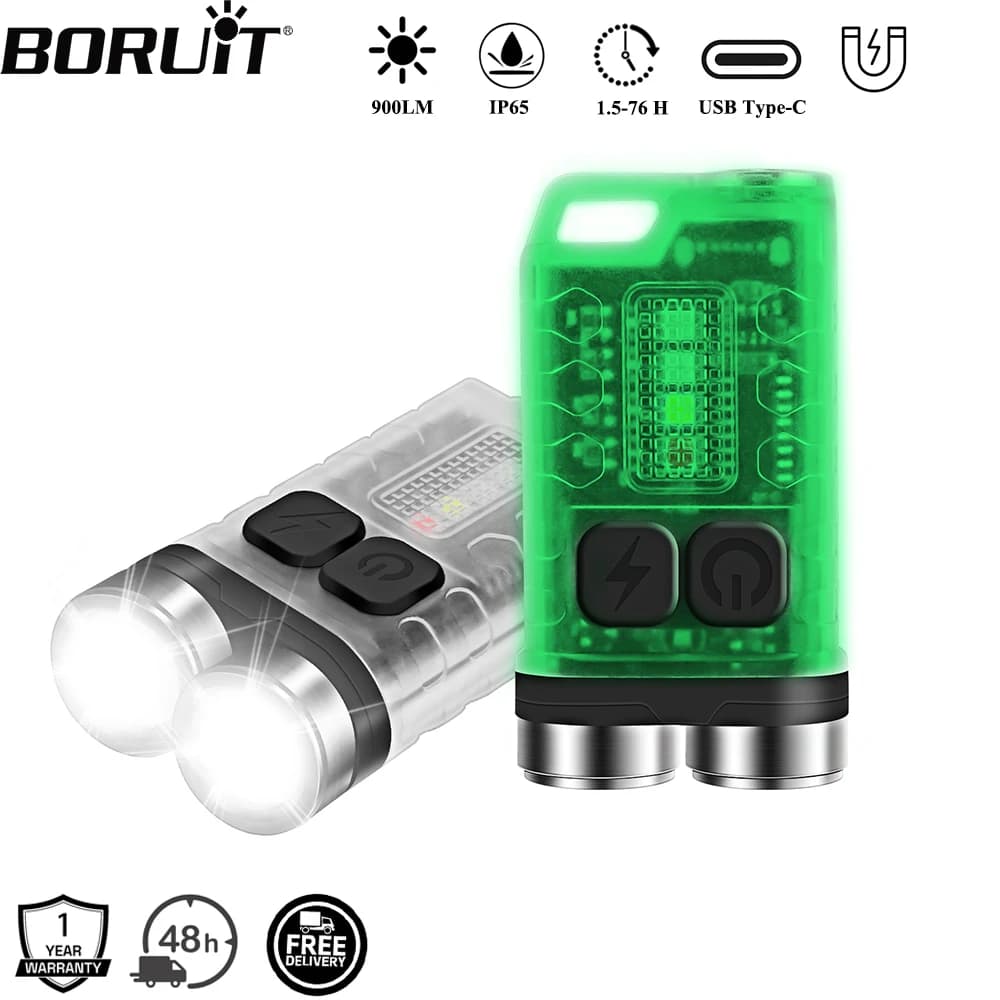 BORUiT V3 UV LED EDC porte-clés lampe de poche type-c lampe de travail Rechargeable torche avec aima