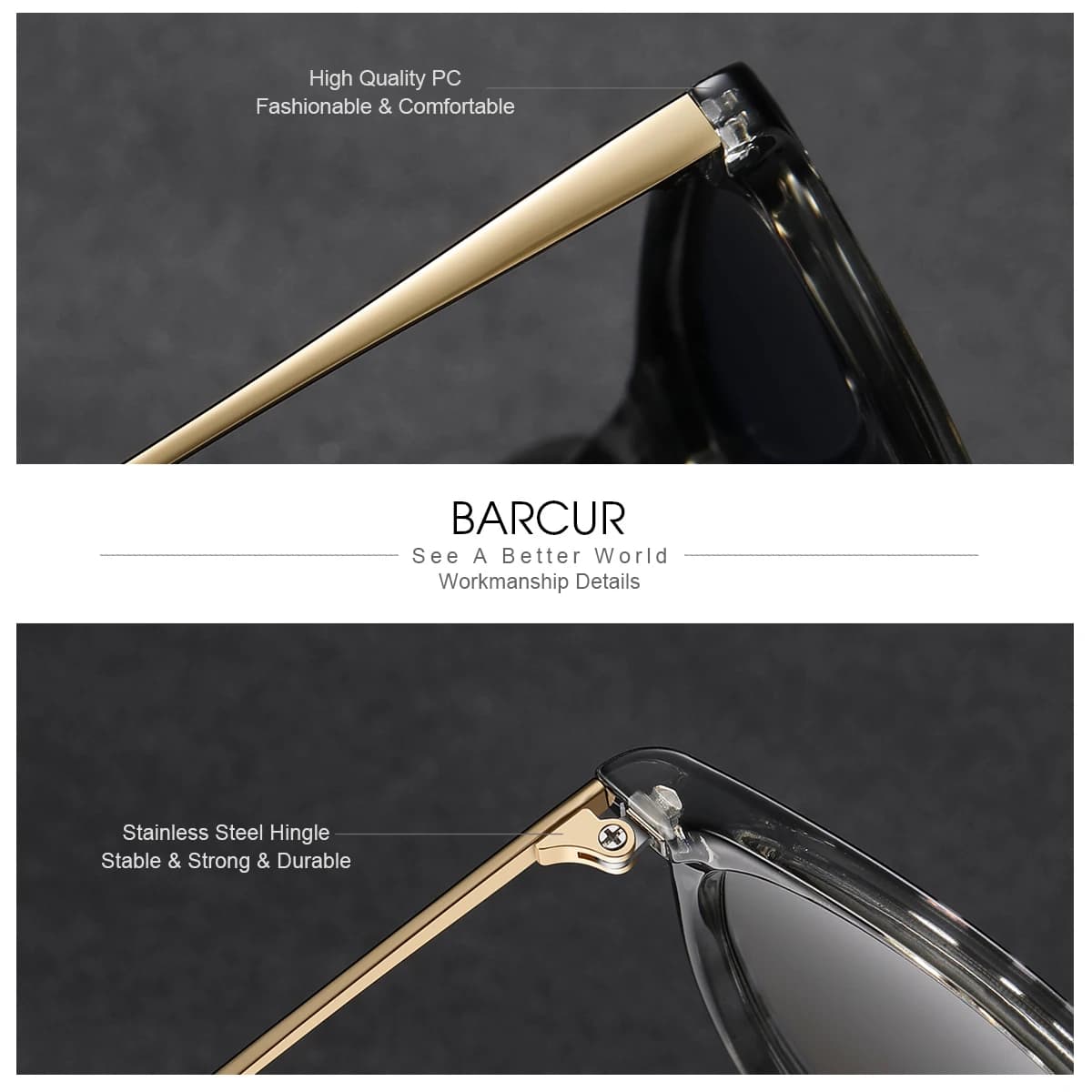 BARCUR-Lunettes de soleil polarisées pour femmes, design de marque, à la mode, monture en plastique 
