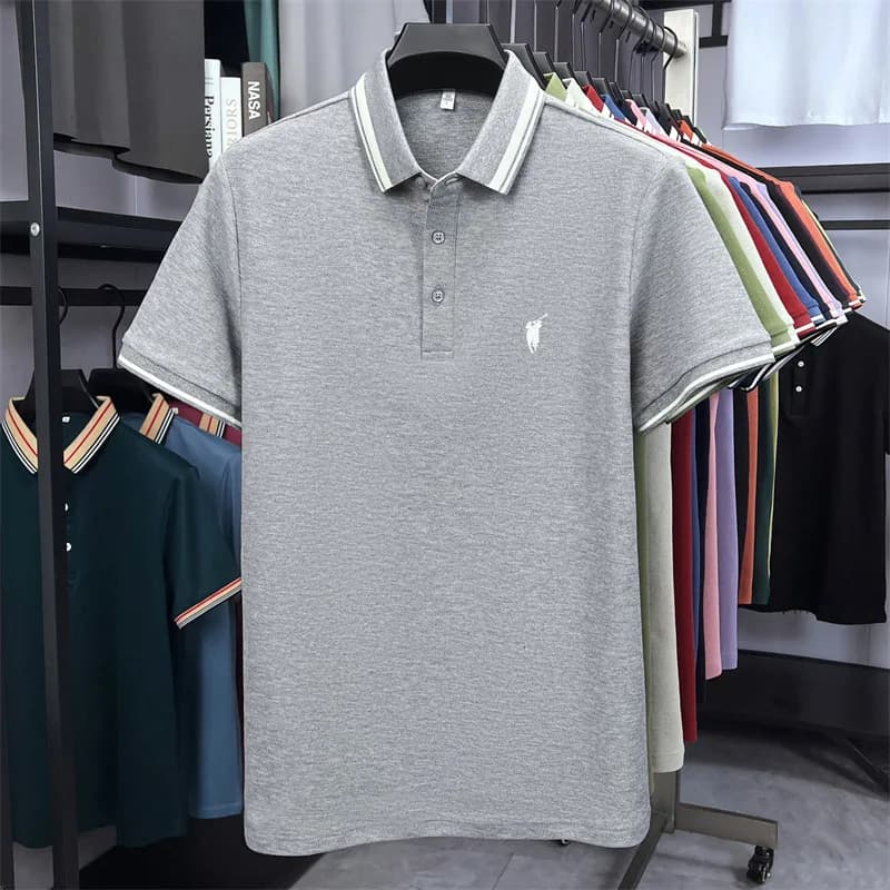 Polo à manches courtes 100% coton marque haut de gamme Paul Pony broderie rayures Été luxe respirant