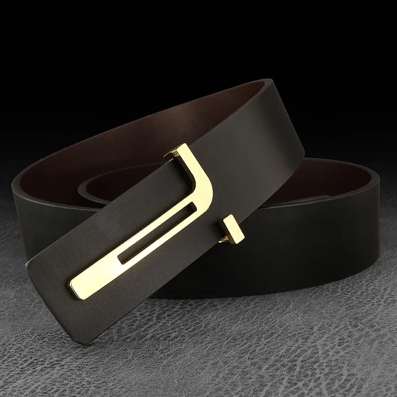 Haute qualité décontracté T lettre Ceinture hommes en cuir boucle lisse mode personnalité Ceinture j