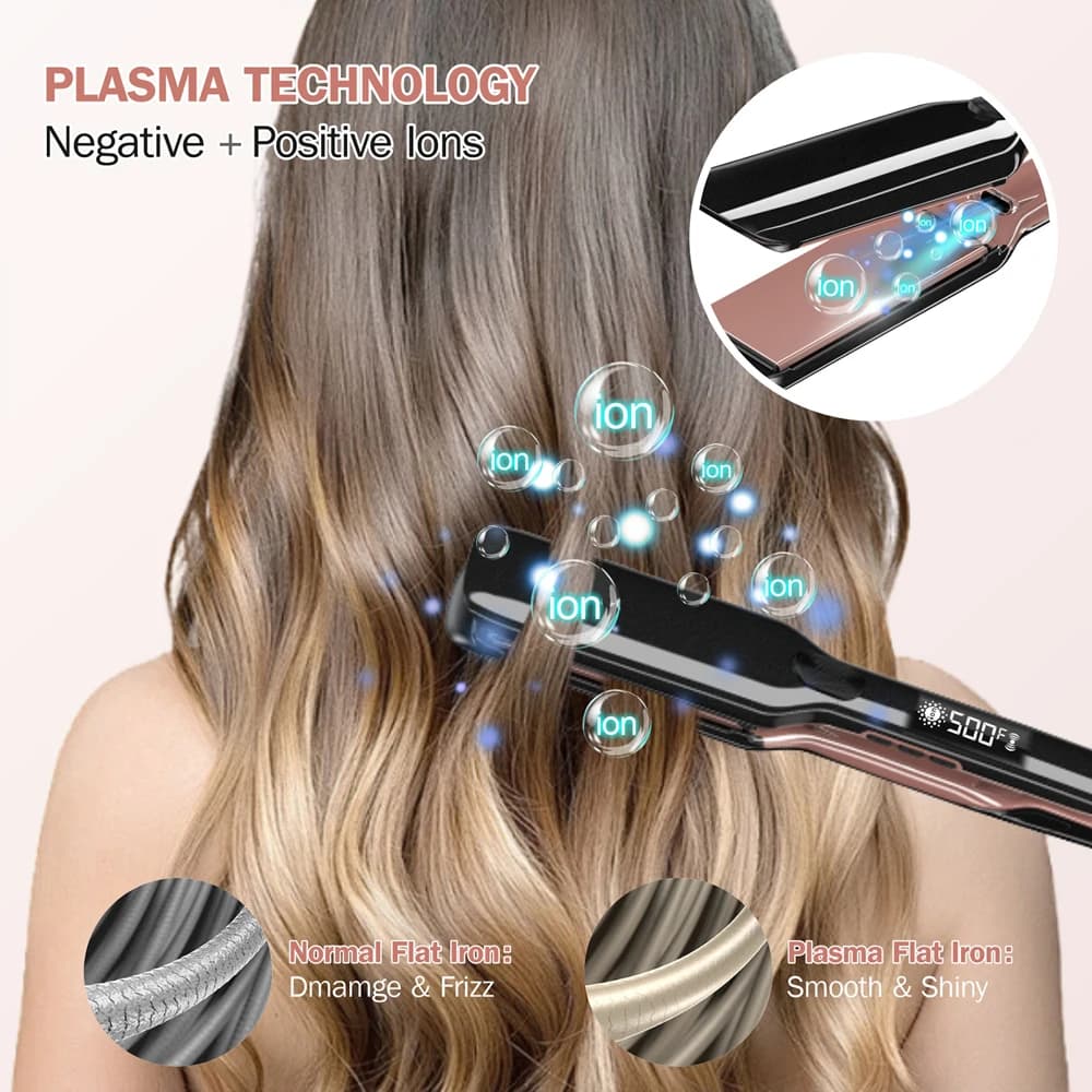 Lisseur de cheveux professionnel traitement à la kératine plaque large 500 ° Les fers plats F Hair p