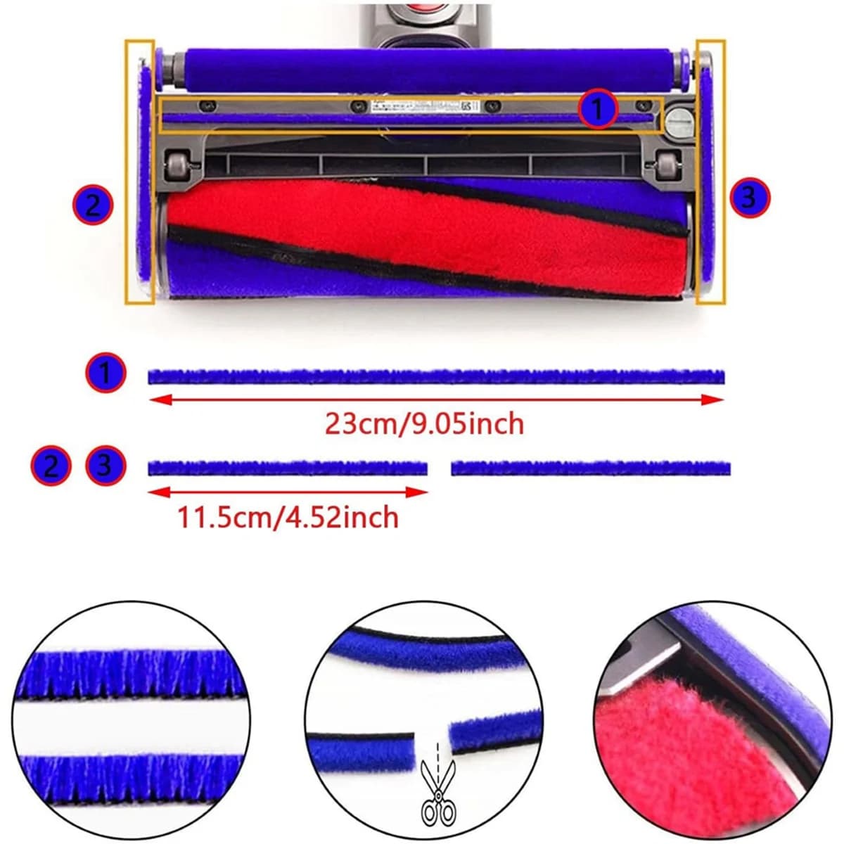 Accessoires en Peluche Douce pour Aspirateur Dyson, Rouleau Souple, Pièces de Rechange, V6 V7 V8 V10