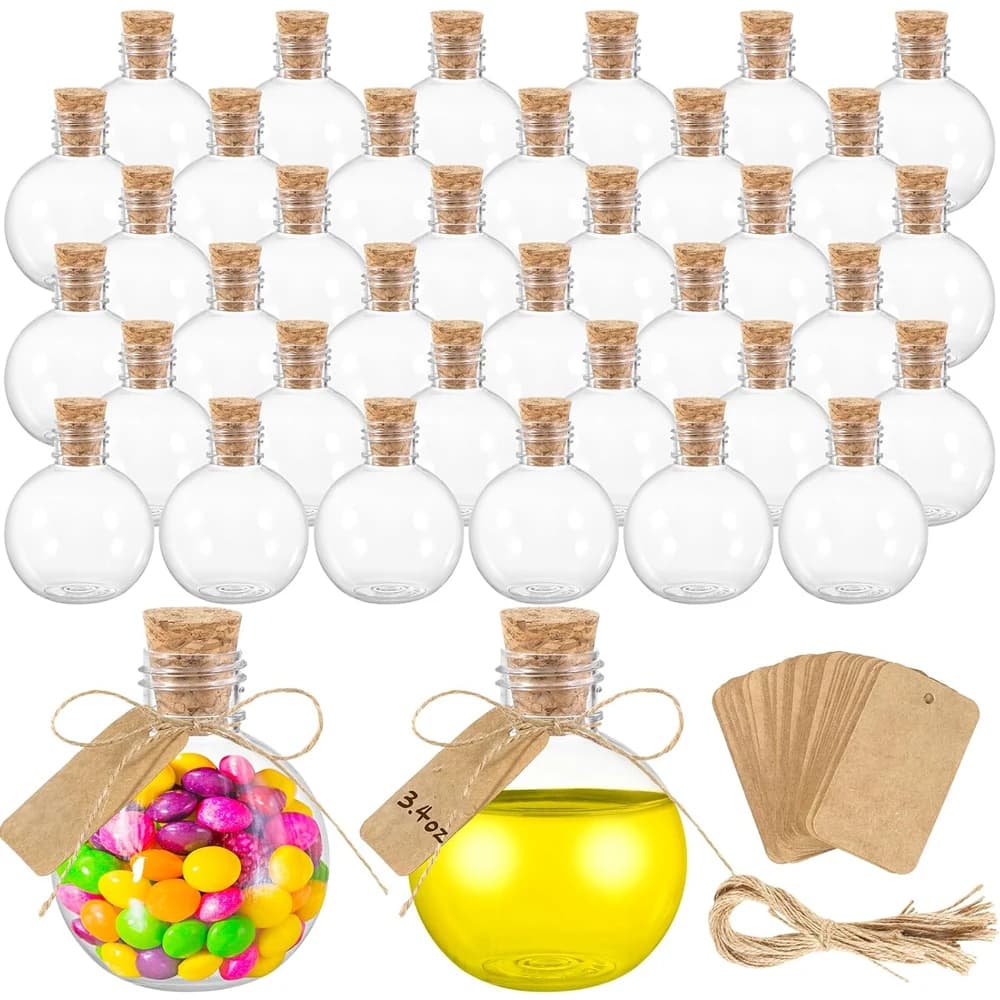 Bouteilles sphériques en plastique pour potions, bouteilles rondes en forme de boule, 3,4 oz, boutei