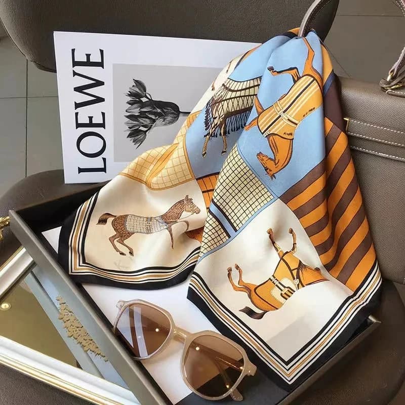 Châle carré en soie de luxe pour femmes, écharpe en Satin, enveloppes de mode, foulard, bandes de ch