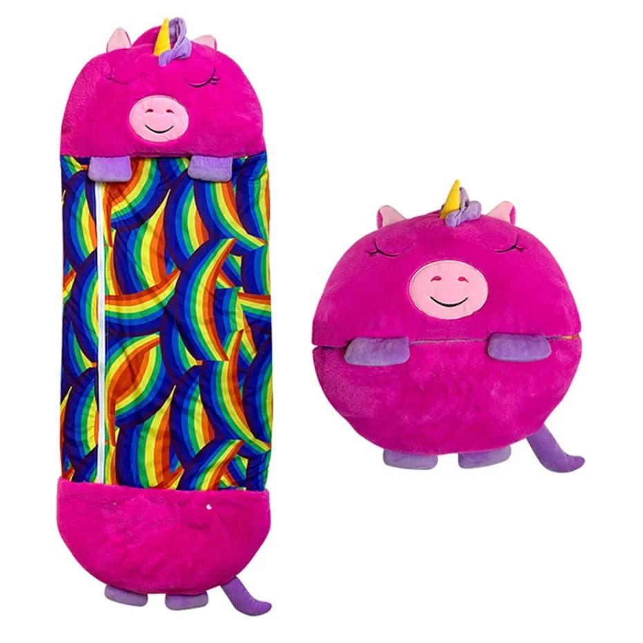 Sacs de nuit de dessin animé pour enfants, sac de couchage avec oreiller, poupée en peluche, oreille