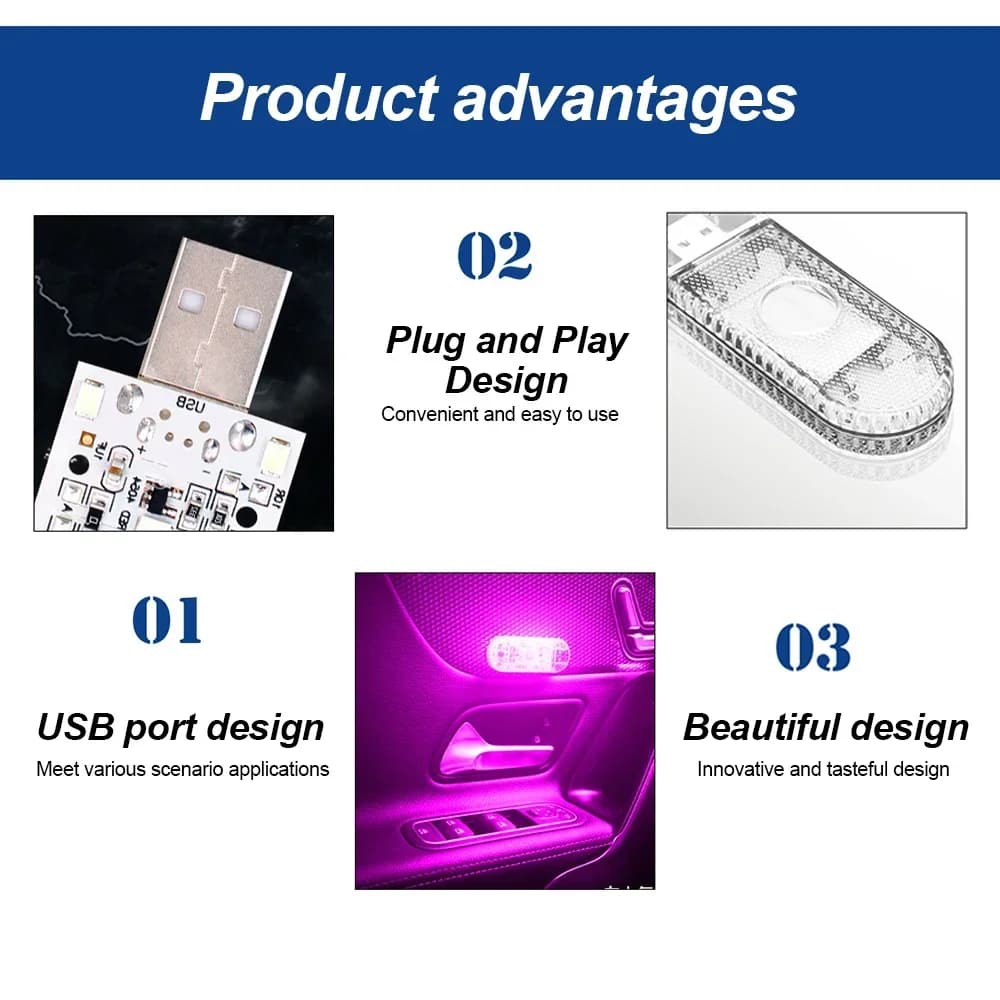 1/2X LED tactile lumière Mini sans fil voiture éclairage intérieur Auto toit plafond lampe de lectur