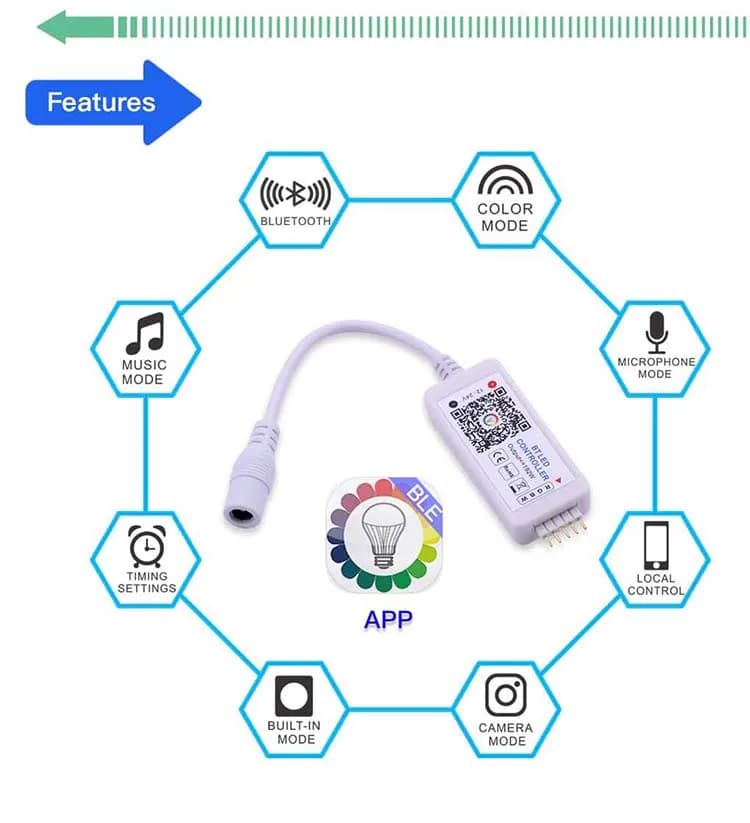 Magic Home-Contrôleur WiFi sans fil compatible Bluetooth, RGB, RGBW, IR, RF, LED, DC5V, 12V, 24V, WS